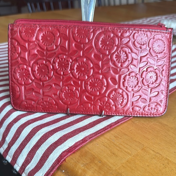 Brighton Red Embossed Floral Wallet - Picture 2 of 3